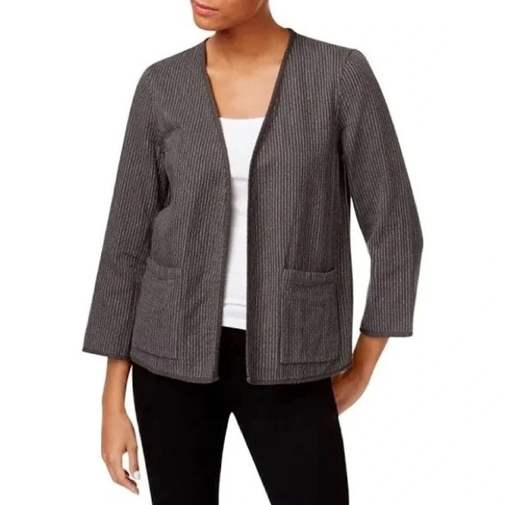 Eileen Fisher • Reversible Organic Cotton Kimono Jacket charcoal grey - Picture 13 of 13
